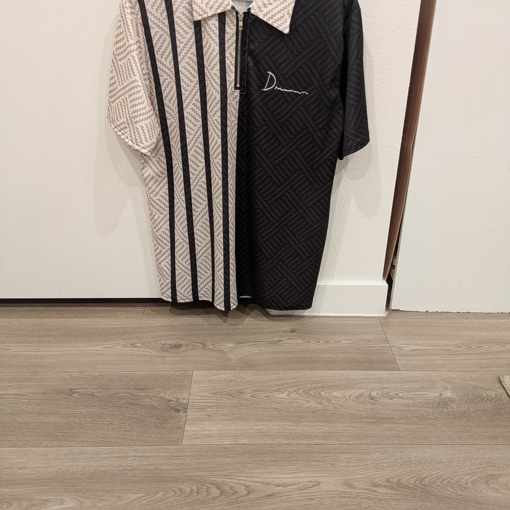 Black and Cream Patterned Men's Shirt